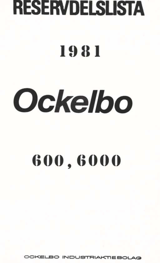 Reservdels lista Ockelbo 600,6000 1981