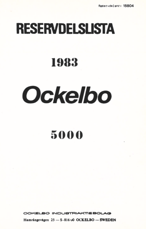 Reservdelslista Ockelbo 5000 1983
