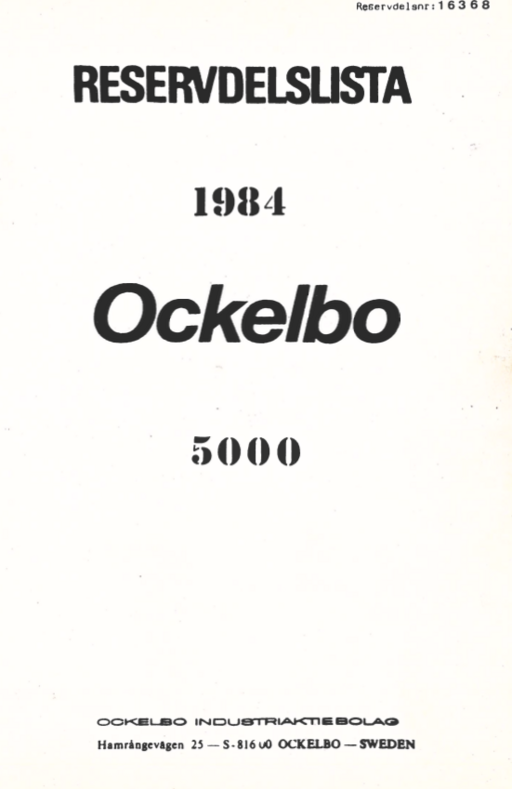 Reservdelslista Ockelbo 5000 1984