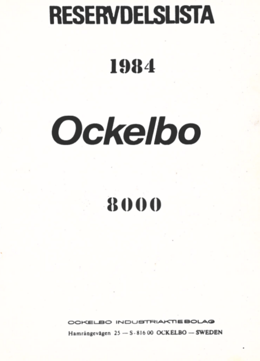 Reservdelslista Ockelbo 8000 1984