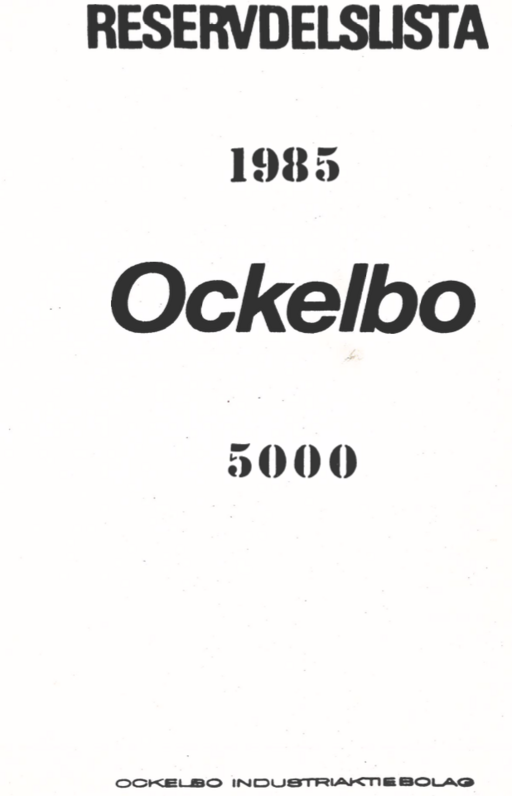 Reservdelslista Ockelbo 5000 1985