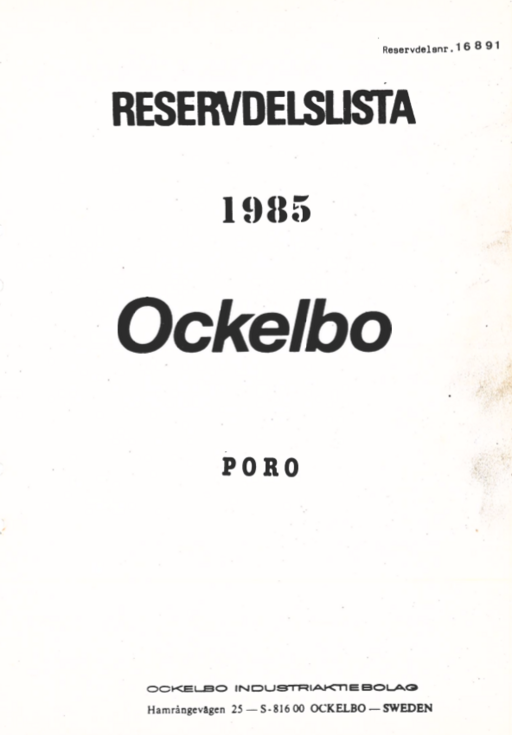 Reservdelslista Ockelbo Poro 1985v