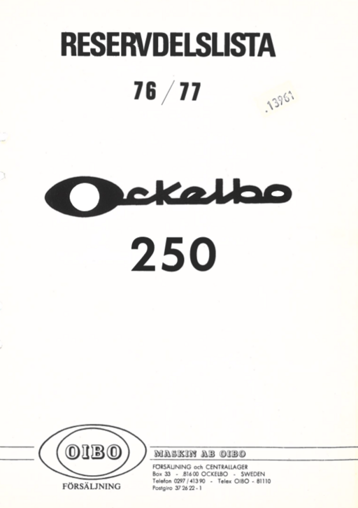 Reservdelslista Ockelbo 250 1977