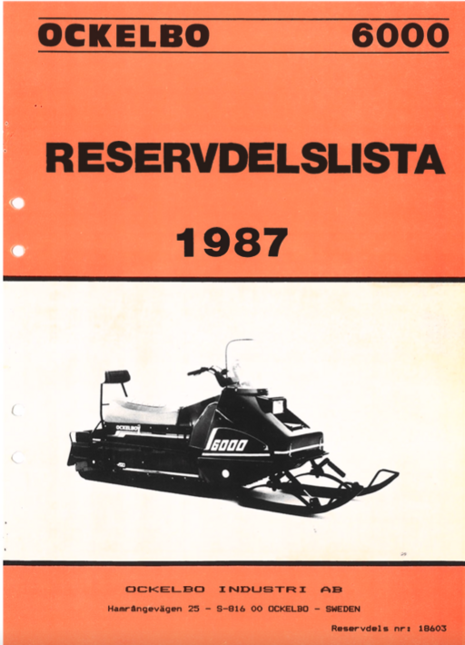Reservdels lista Ockelbo 6000 1987