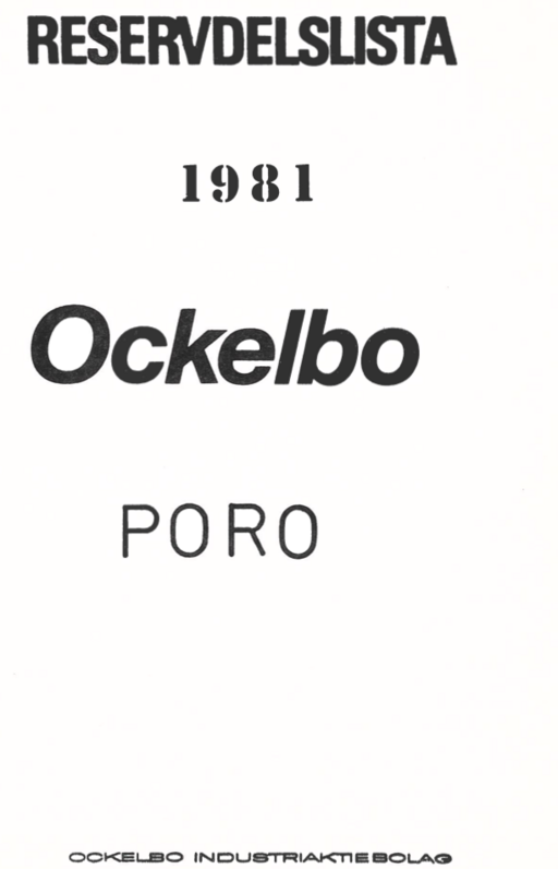 Reservdels lista Ockelbo Poro 1981