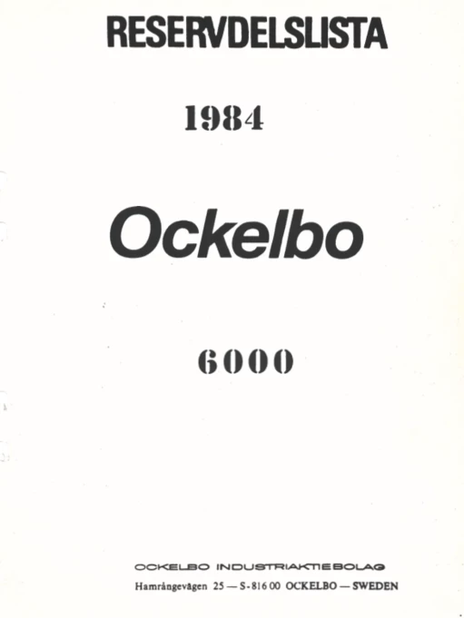 Reservdelslista Ockelbo 6000 1984