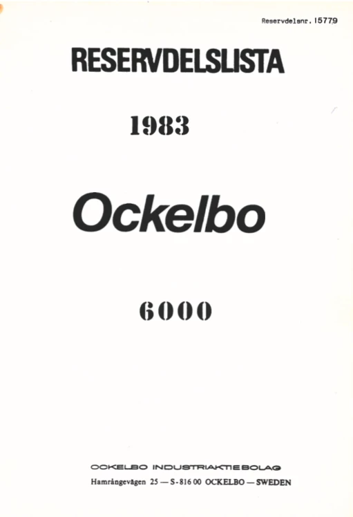 Reserv delslista Ockelbo 6000 1983