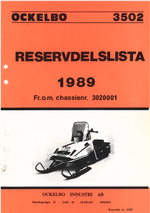 Ockelbo Reservdelslista 3502 1989