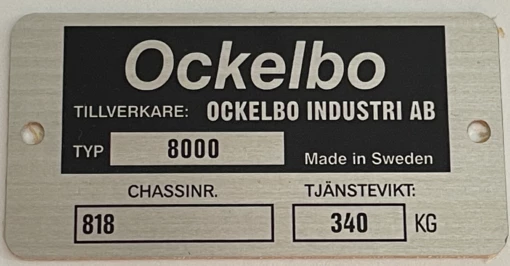 Ockelbo Chassi bricka 8000 nyare