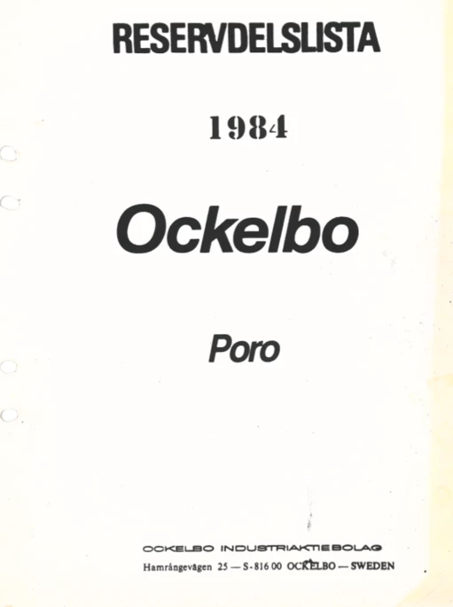 Reservdelslista Ockelbo Poro 1984